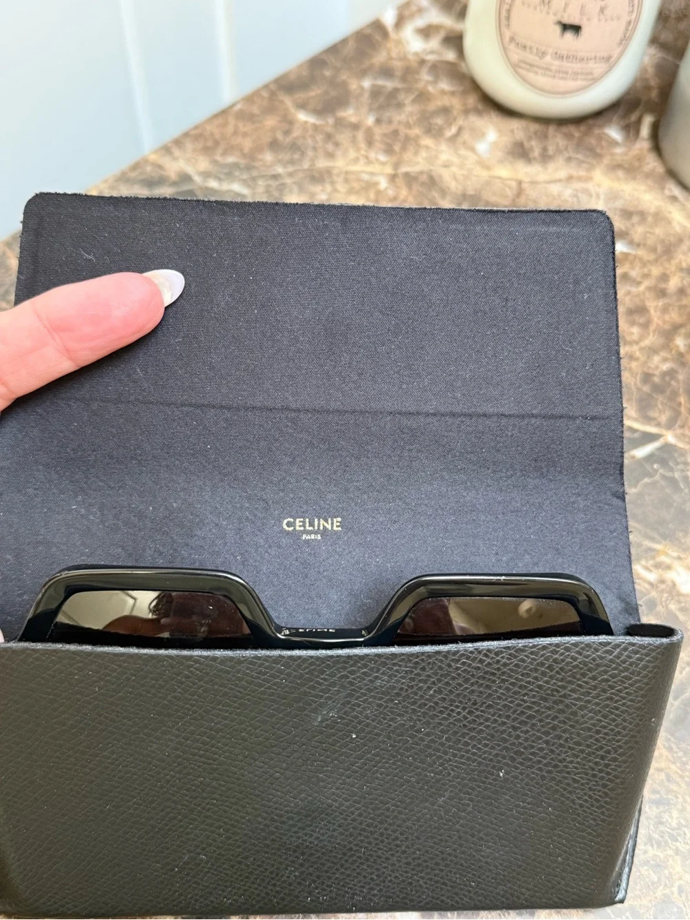 Celine Glossy Black Geometric Oversized Sunglasses